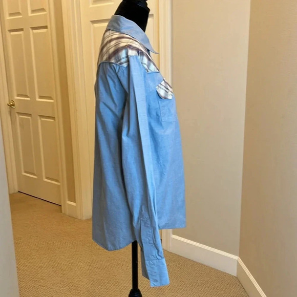 7 For All Mankind Shirt Western Chambray Plaid - Picture 4 of 10